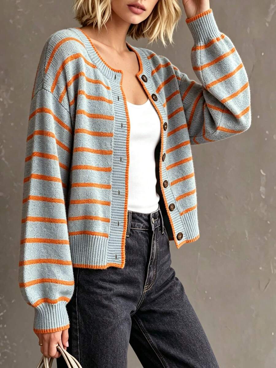 Gestreepte cardigan dames - afbeelding 5