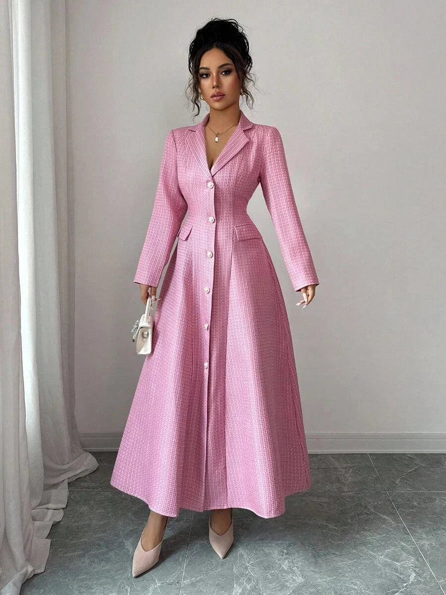 Getailleerde maxi jurk dames, roze - afbeelding 5