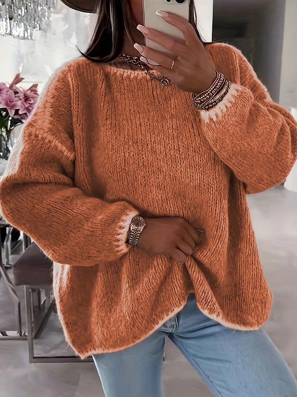 Oversized grof gebreide trui dames - afbeelding 6