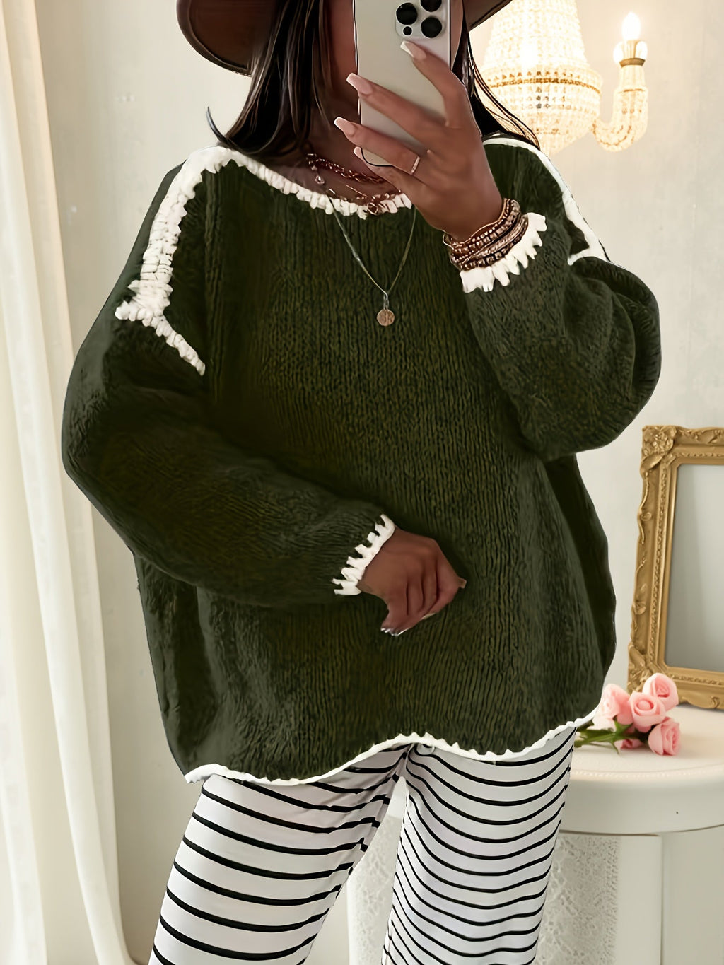 Oversized grof gebreide trui dames - afbeelding 7