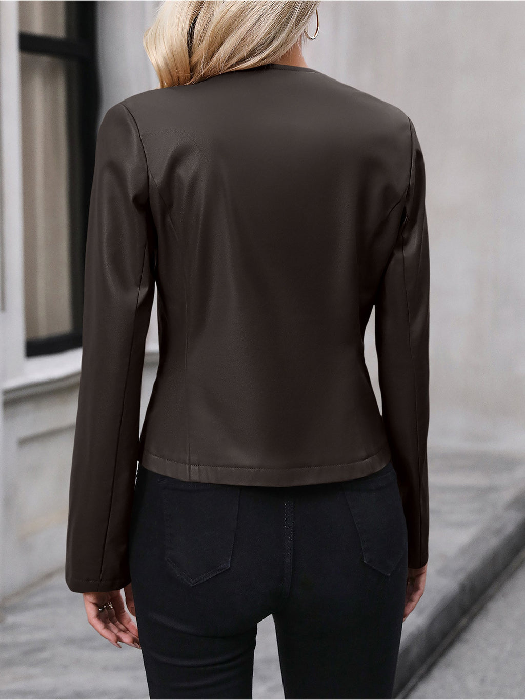 Imitatieleren korte jas dames - afbeelding 11