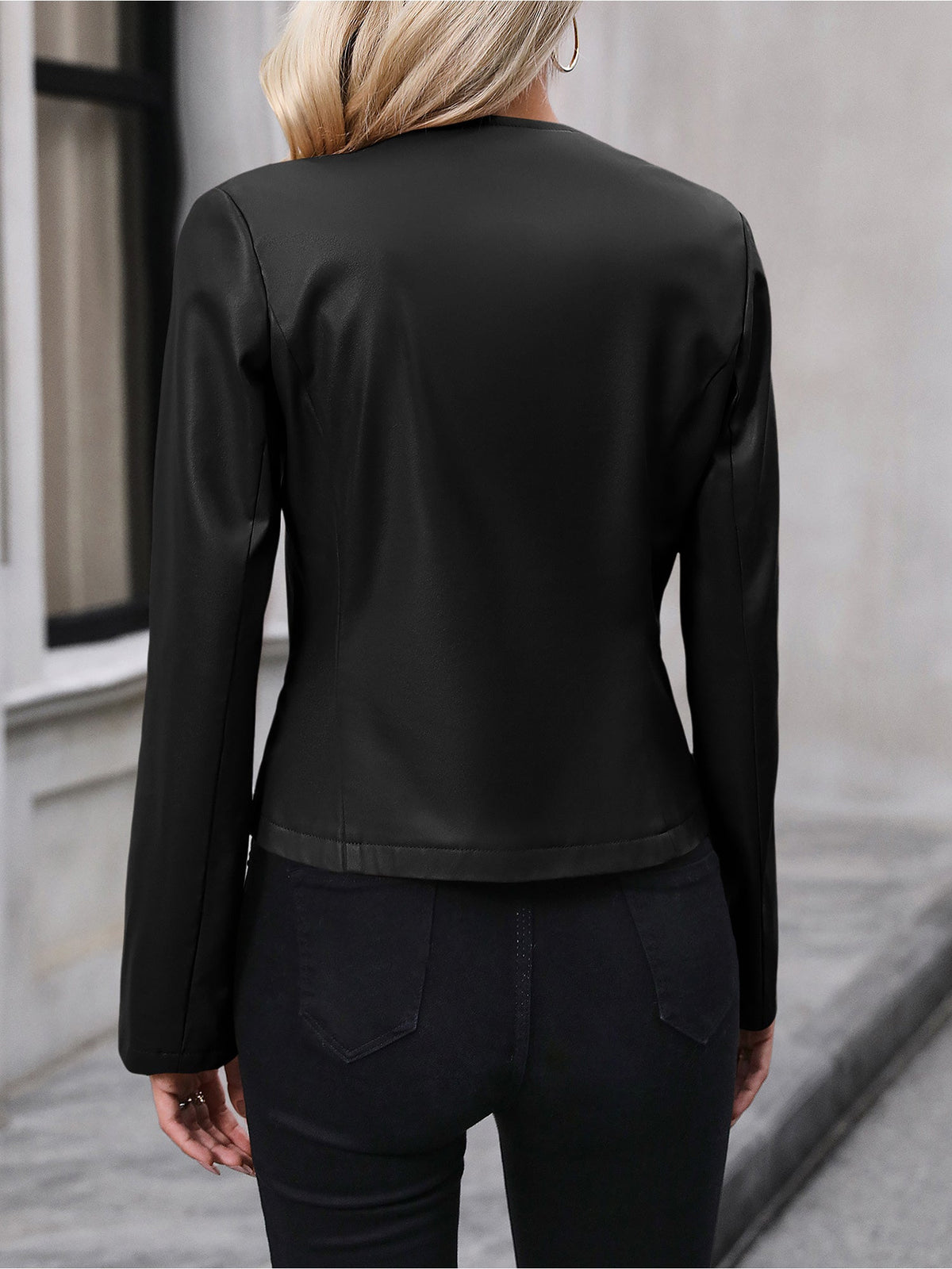 Imitatieleren korte jas dames - afbeelding 2
