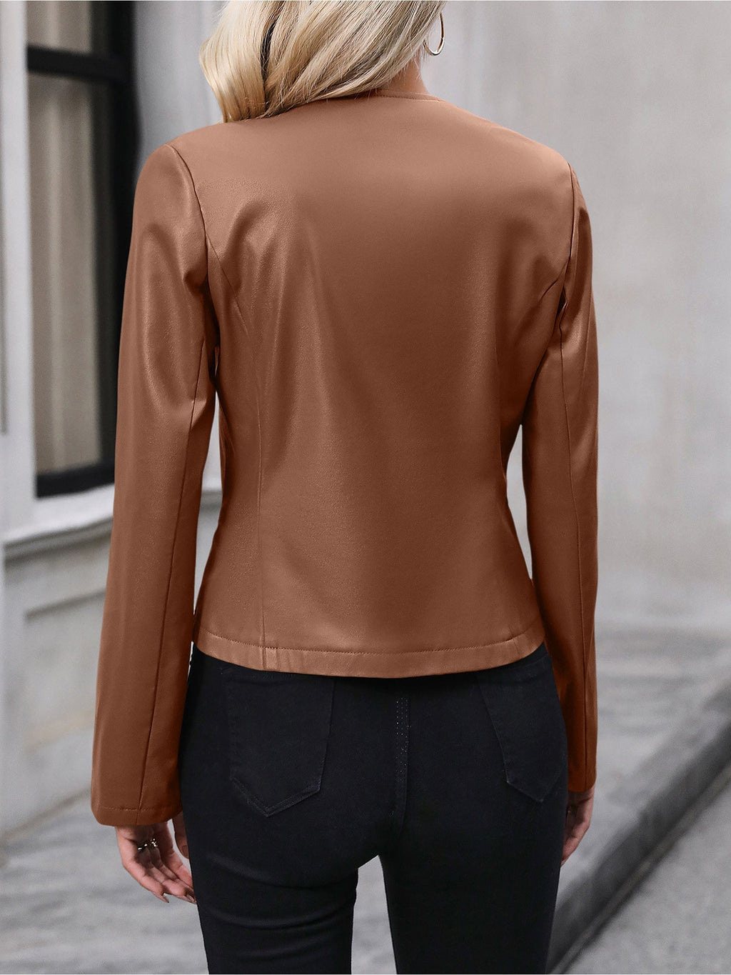 Imitatieleren korte jas dames - afbeelding 8
