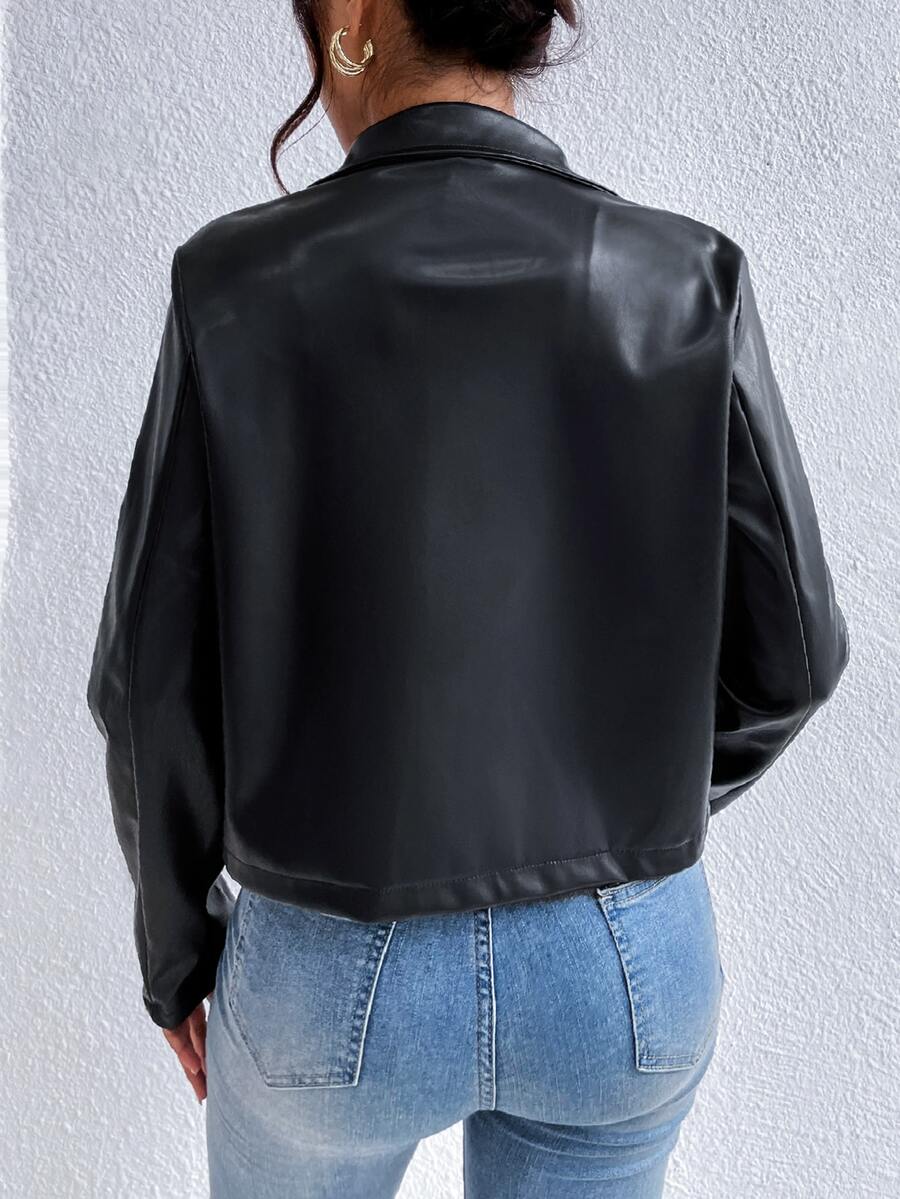 Imitatieleren korte jas dames - afbeelding 4