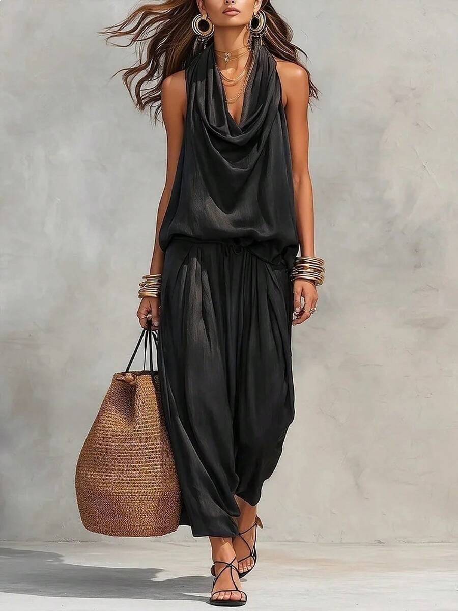 Wijde jumpsuit dames, Zwart - afbeelding 6