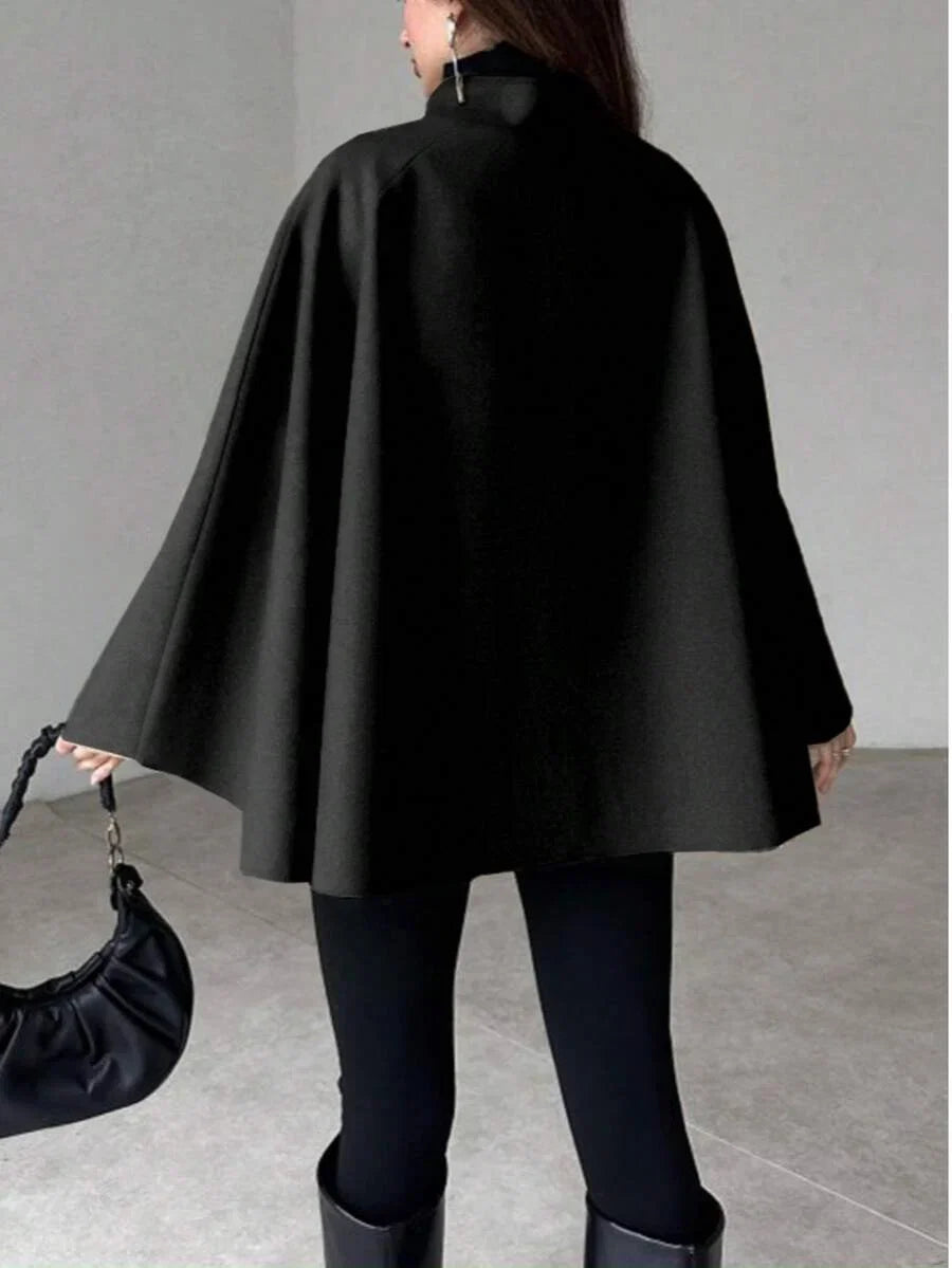 Korte cape jas dames met opstaande kraag - afbeelding 7
