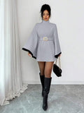 Korte poncho dames, lichtgrijs - afbeelding 10
