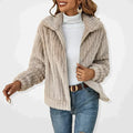 Korte teddy jas dames, crème - afbeelding 1