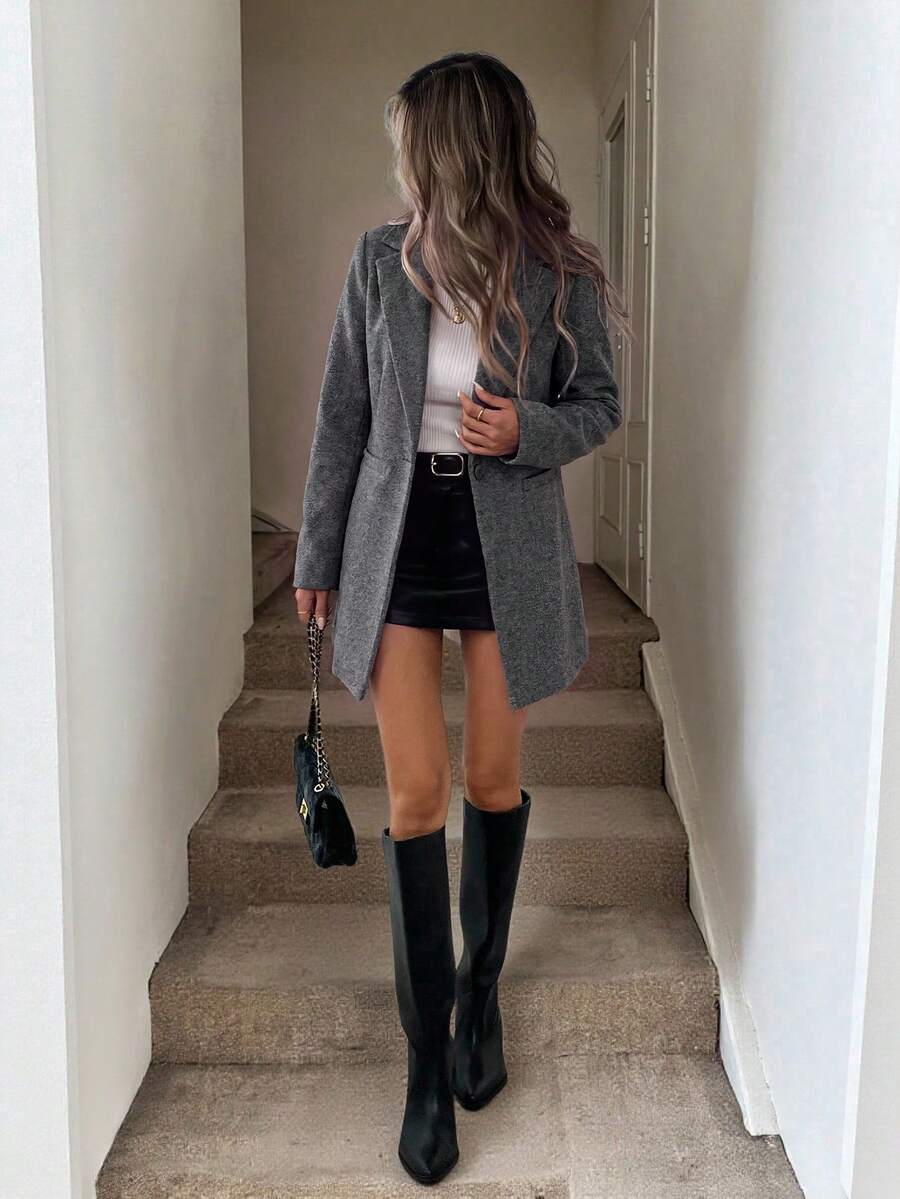 Lange blazer dames met één knoop - afbeelding 5