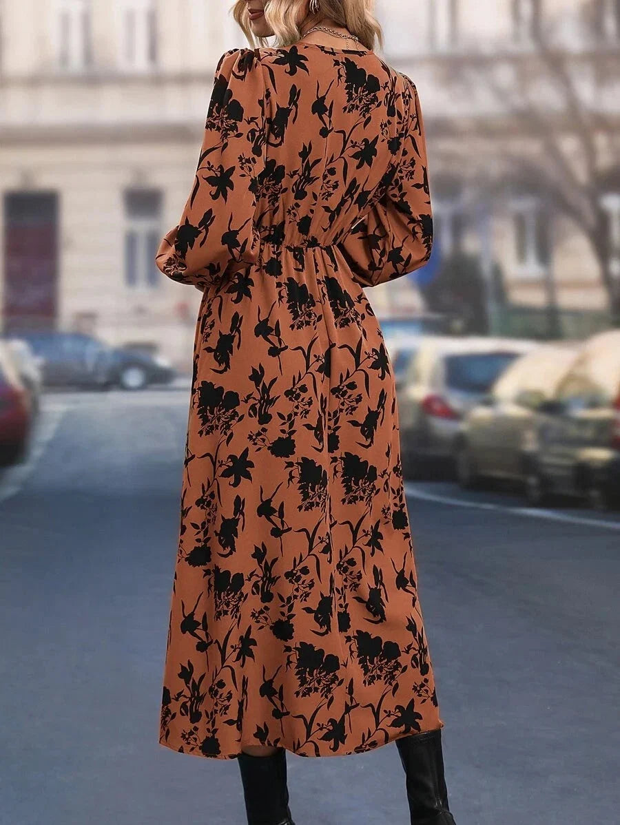Lange wikkeljurk dames met bloemenprint - afbeelding 2