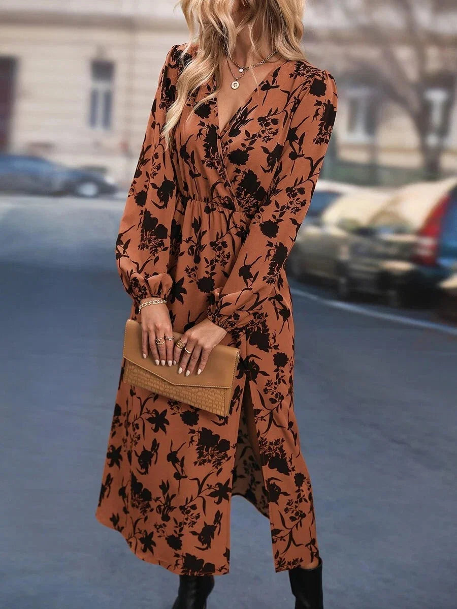Lange wikkeljurk dames met bloemenprint - afbeelding 4