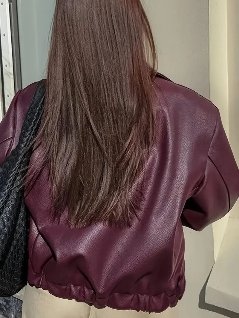 Oversized lederlook jas dames - afbeelding 2