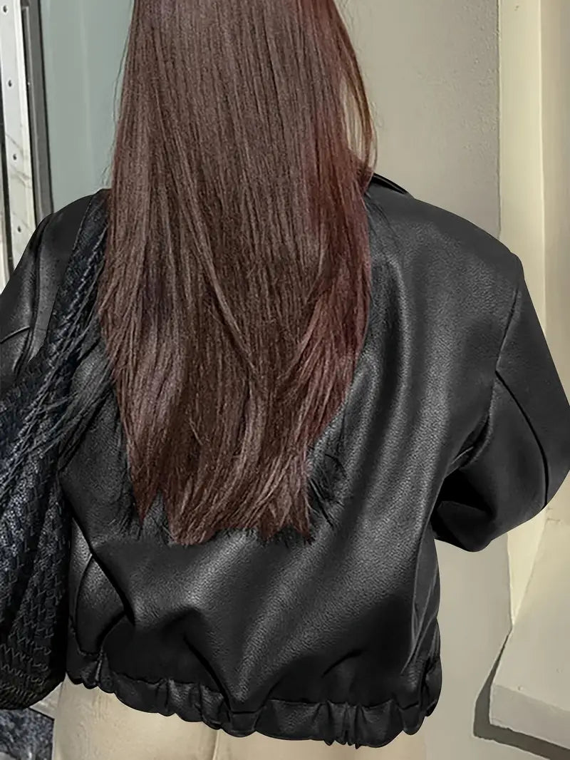 Oversized lederlook jas dames - afbeelding 4