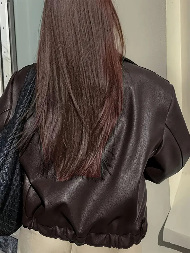 Oversized lederlook jas dames - afbeelding 8
