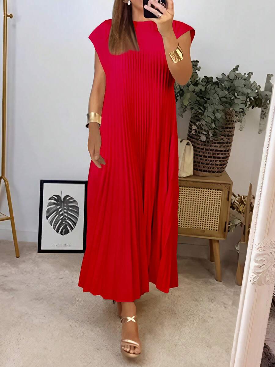Geplooide maxi jurk dames, Rood - afbeelding 6