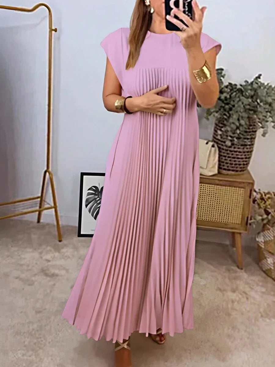 Geplooide maxi jurk dames, Roze - afbeelding 7