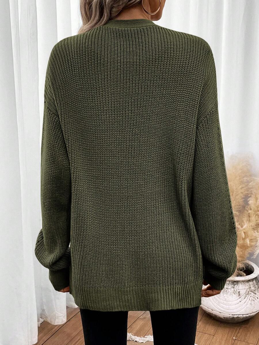 Losse open cardigan dames met ajourpatroon - afbeelding 3