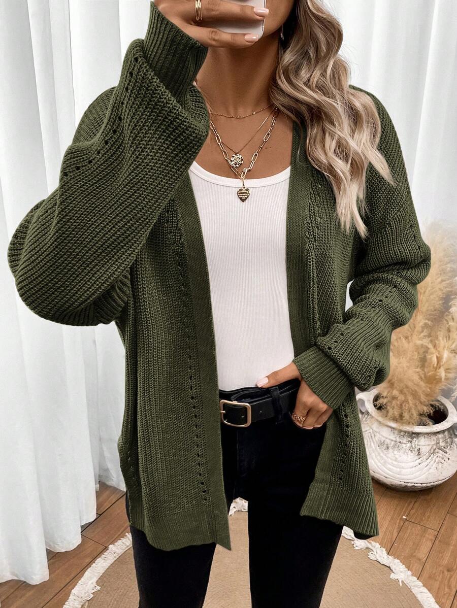 Losse open cardigan dames met ajourpatroon - afbeelding 6