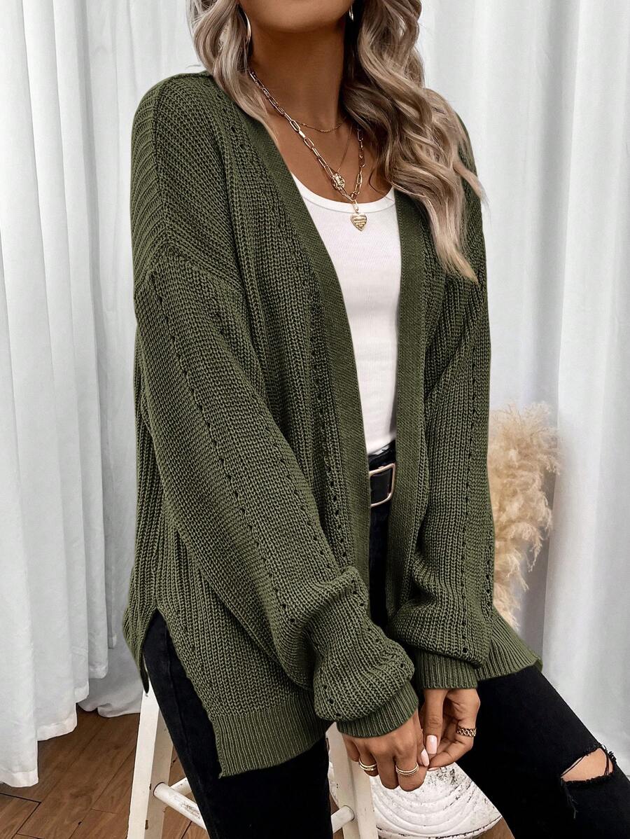 Losse open cardigan dames met ajourpatroon - afbeelding 7