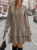 Losvallende mini jurk dames, taupe - afbeelding 1