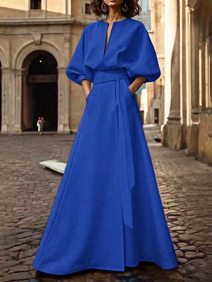 Maxi A-lijn jurk dames, Blauw - afbeelding 6