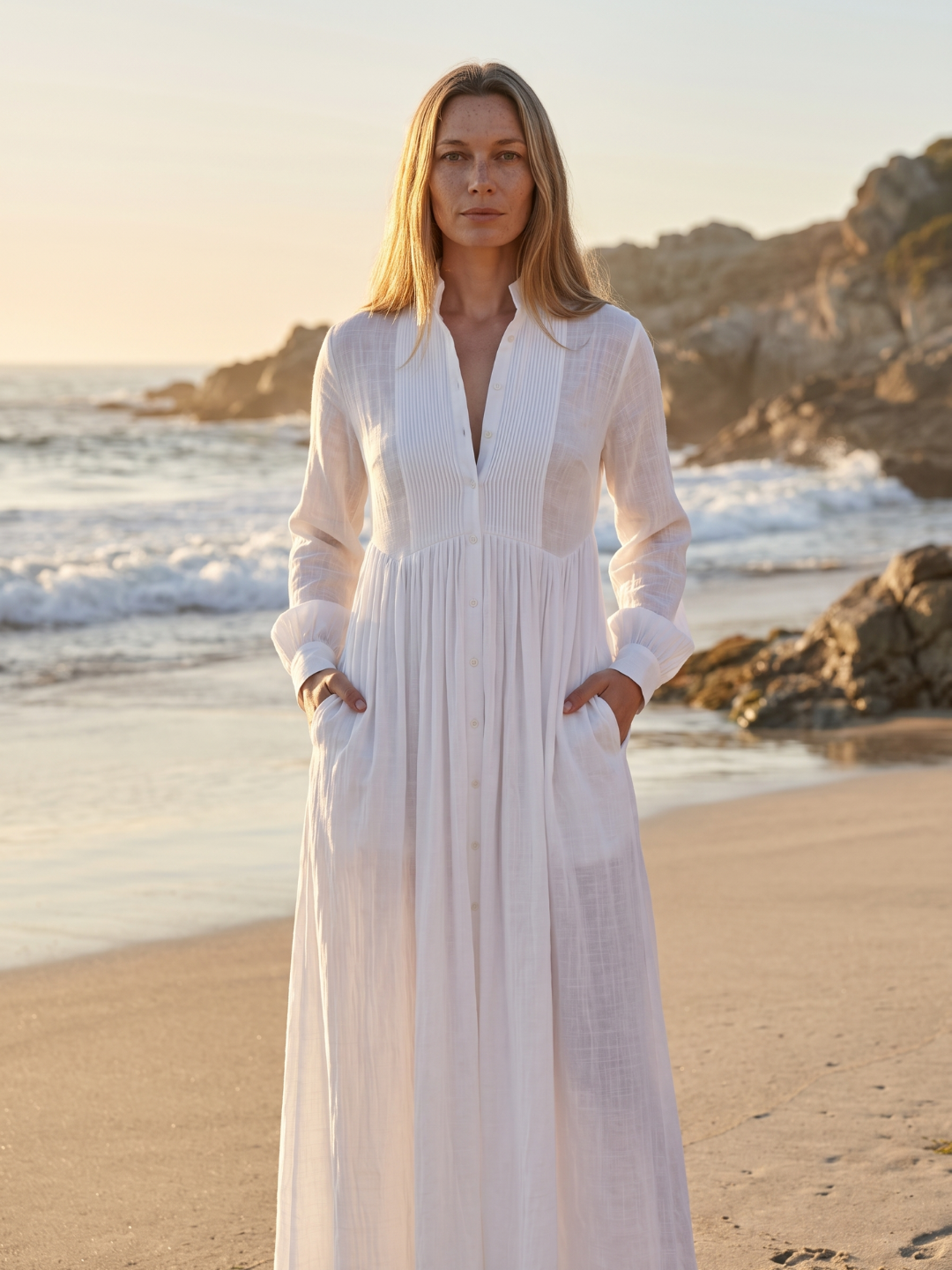Maxi blousejurk dames met lange mouwen - afbeelding 3