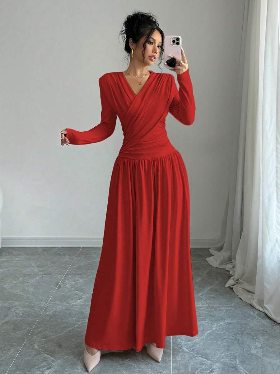 Maxi wikkeljurk dames, Rood - afbeelding 7