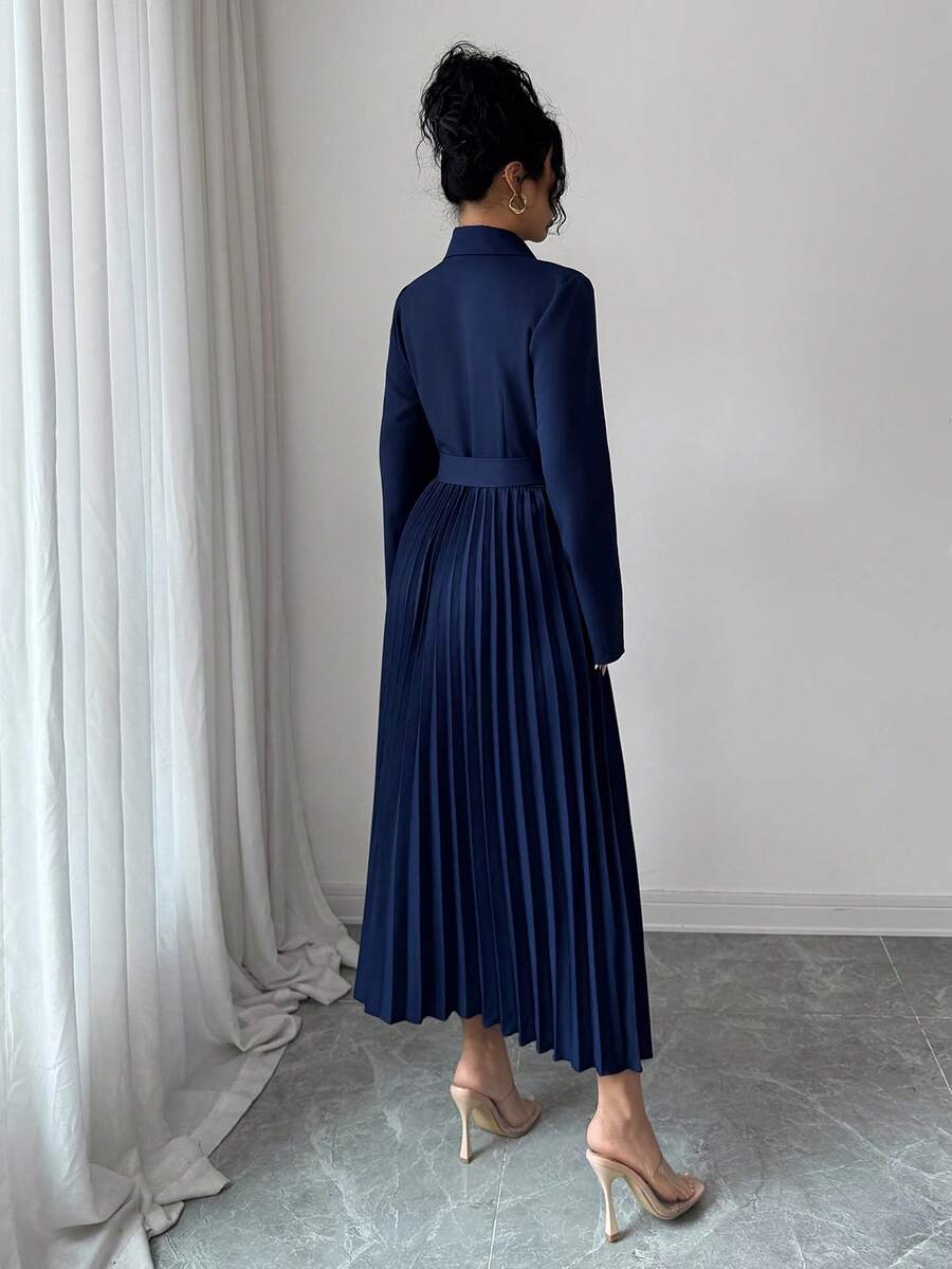 Geplooide midi jurk dames - afbeelding 2