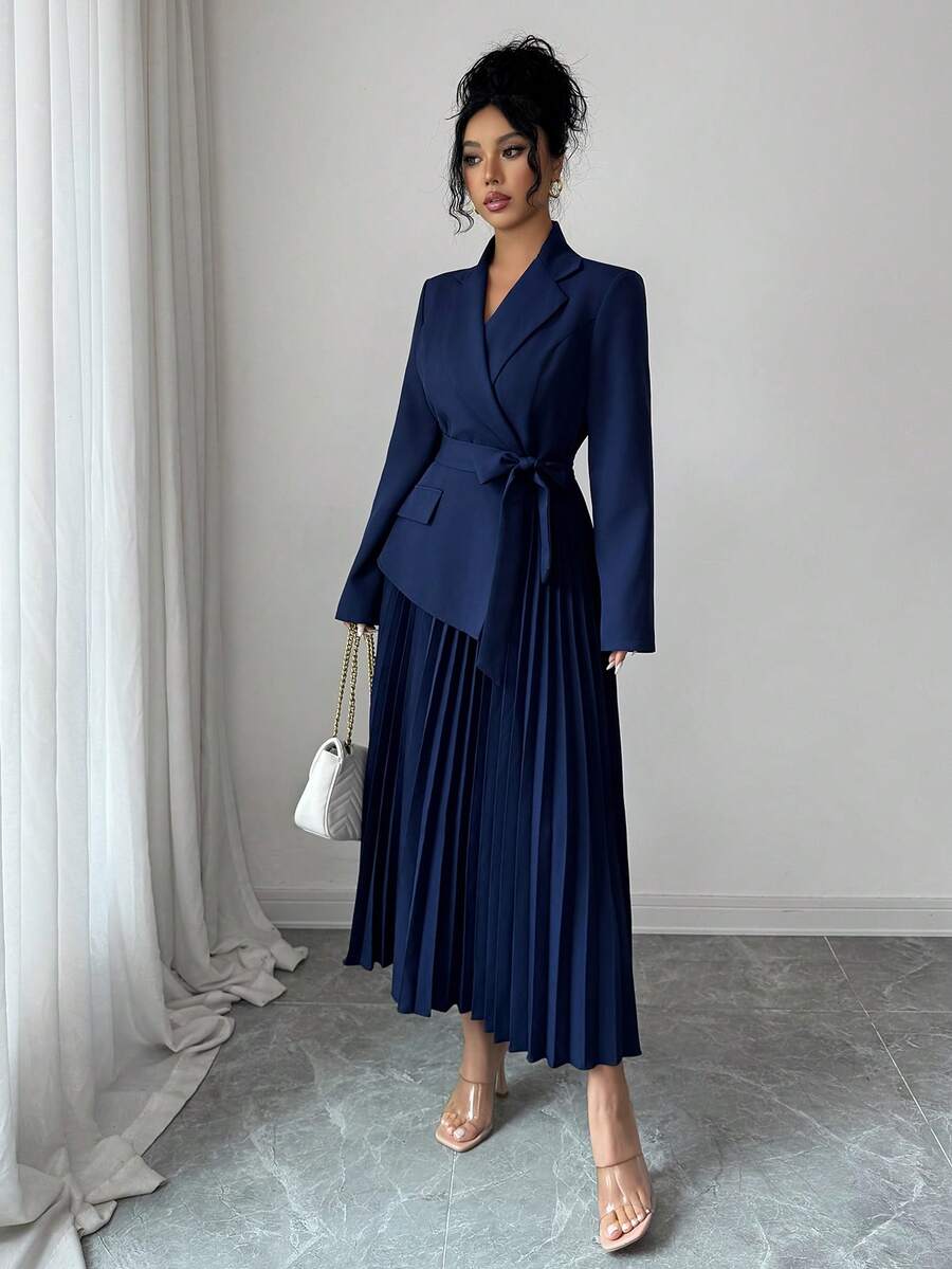 Geplooide midi jurk dames - afbeelding 3