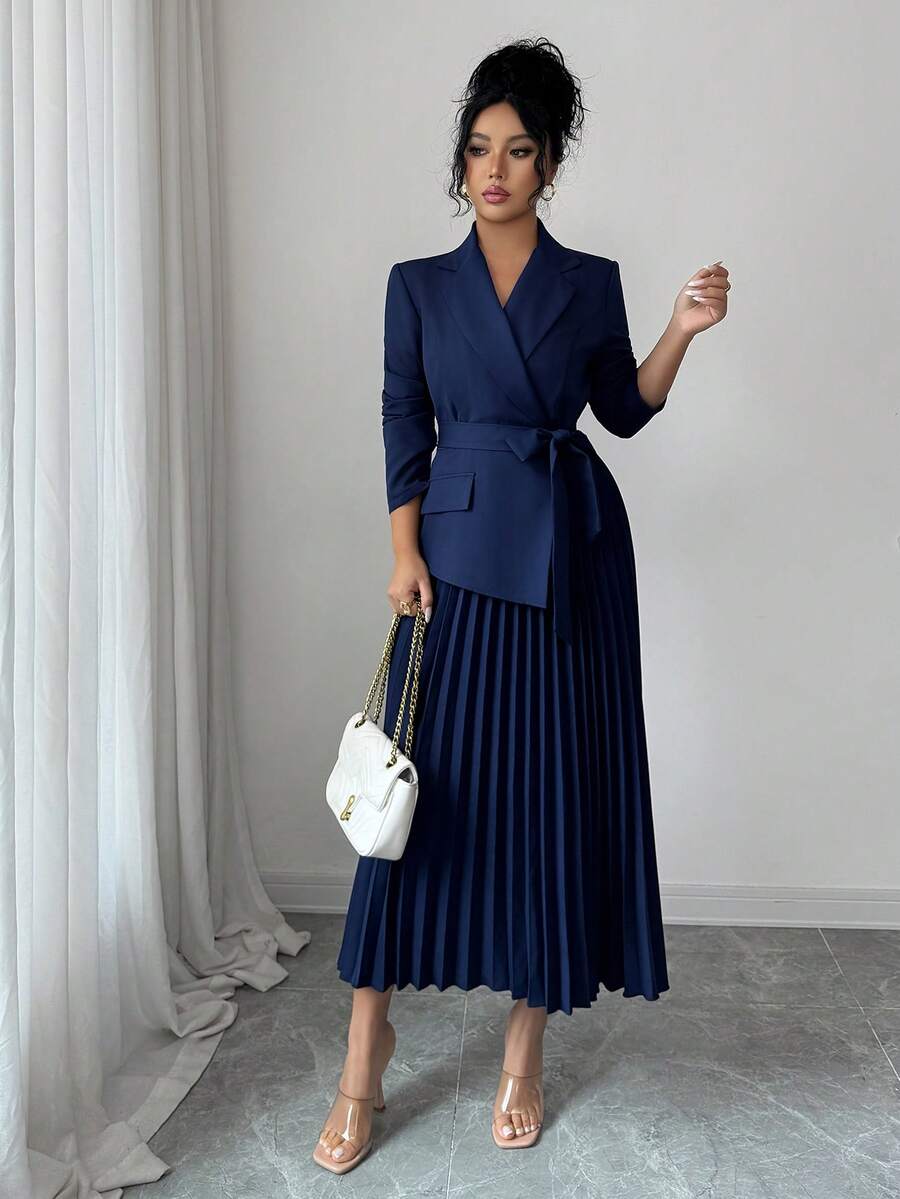 Geplooide midi jurk dames - afbeelding 4