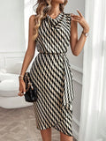 Geprinte midi jurk dames, Zwart - afbeelding 1