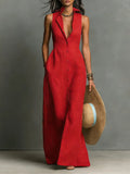 Mouwloze maxi blousejurk dames, rood - afbeelding 1
