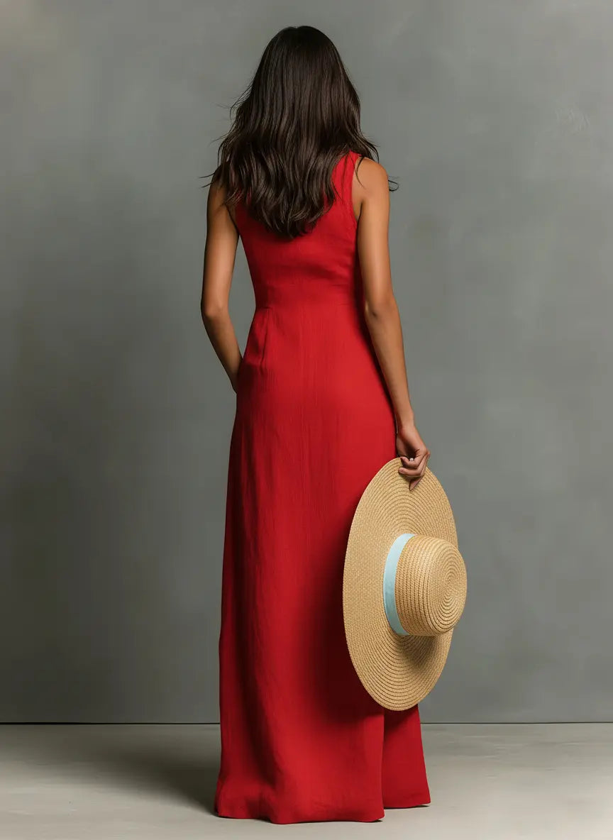 Mouwloze maxi blousejurk dames - afbeelding 2