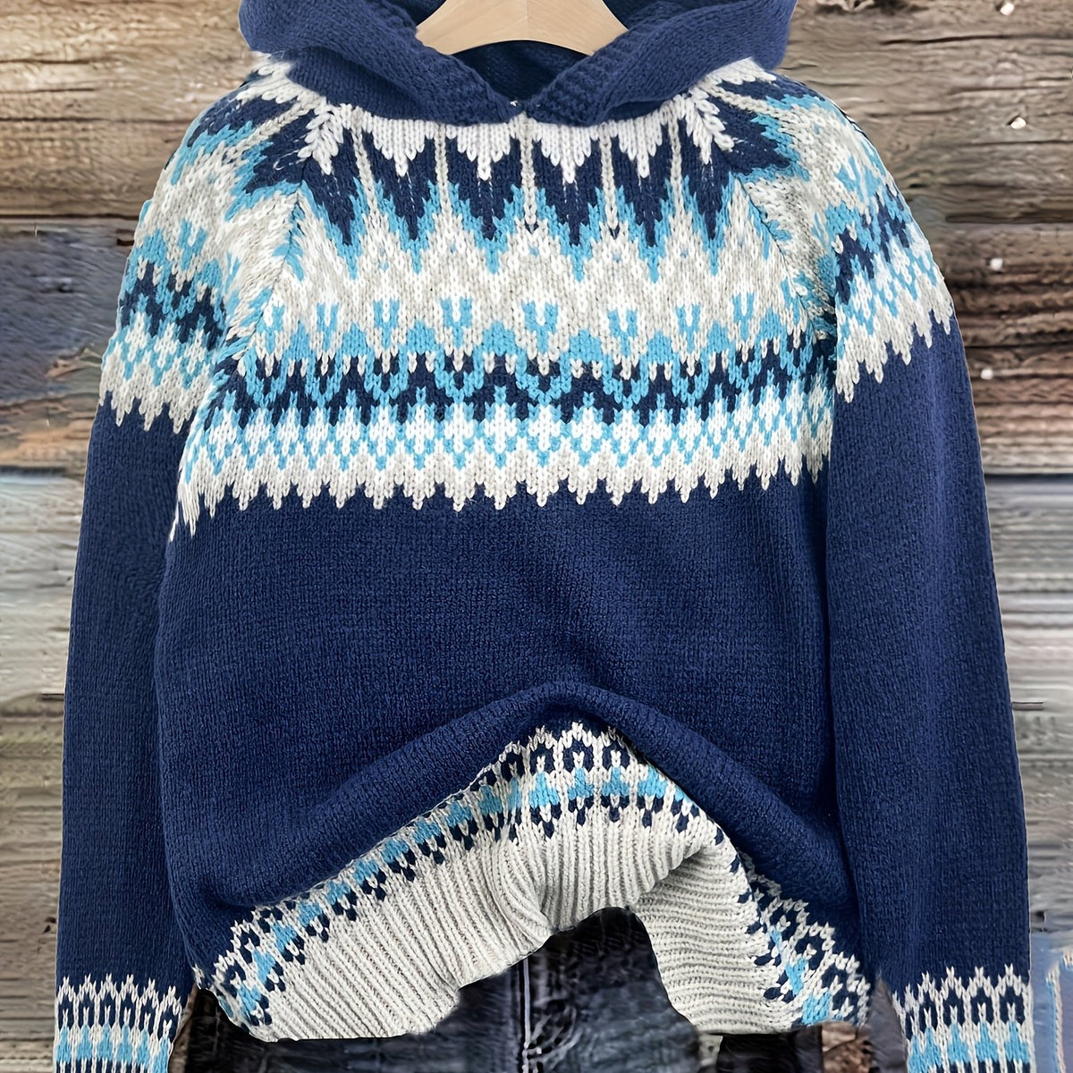Noorse gebreide trui dames, marineblauw - afbeelding 14