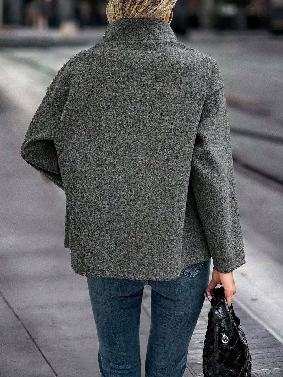 Asymmetrische jas dames met opstaande kraag - afbeelding 3