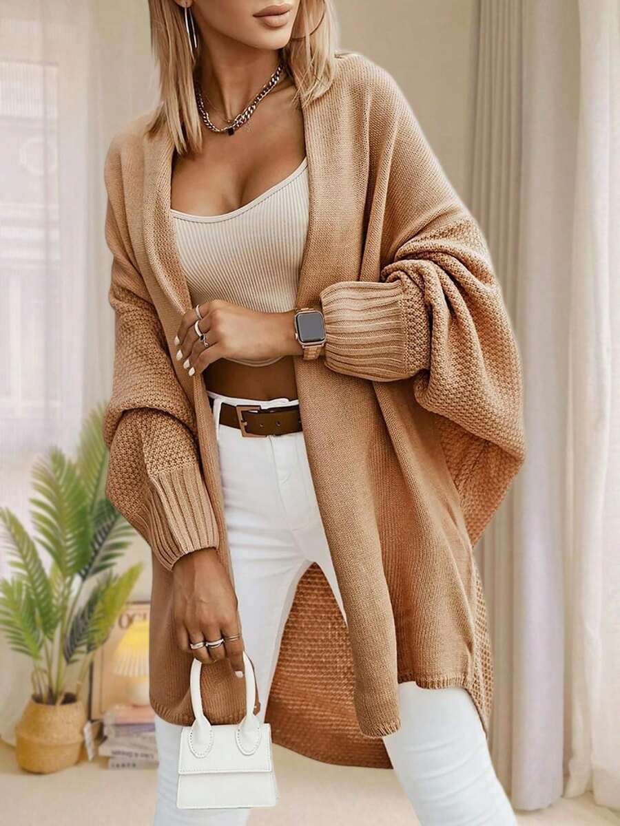 Oversized cardigan dames, camel - afbeelding 1
