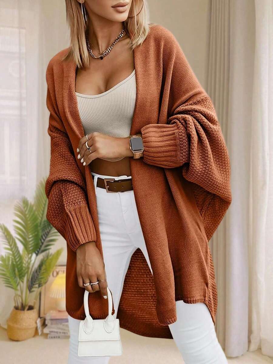 Oversized cardigan dames, roestbruin - afbeelding 9