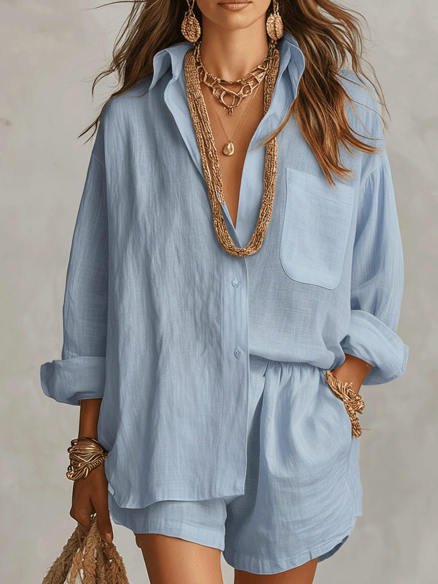 Oversized co-ord set dames, lichtblauw - afbeelding 2