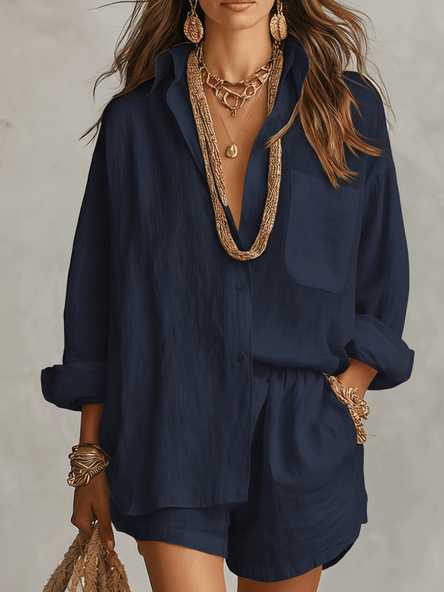 Oversized co-ord set dames, donkerblauw - afbeelding 3