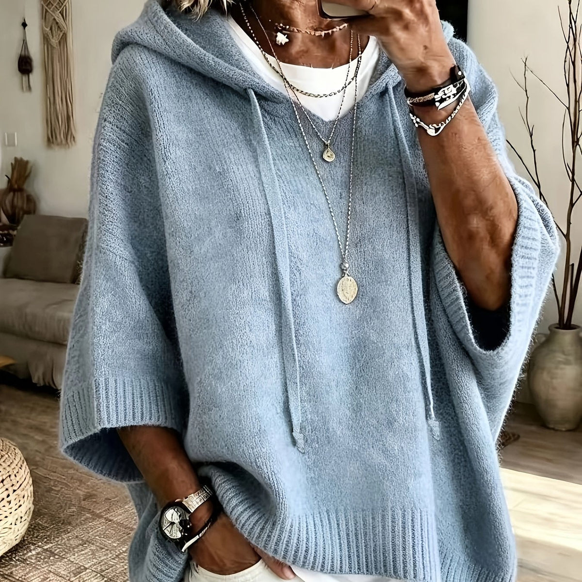Oversized hoodie dames, Lichtblauw - afbeelding 12