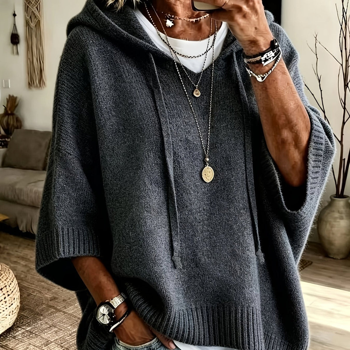 Oversized hoodie dames, Grijs - afbeelding 14
