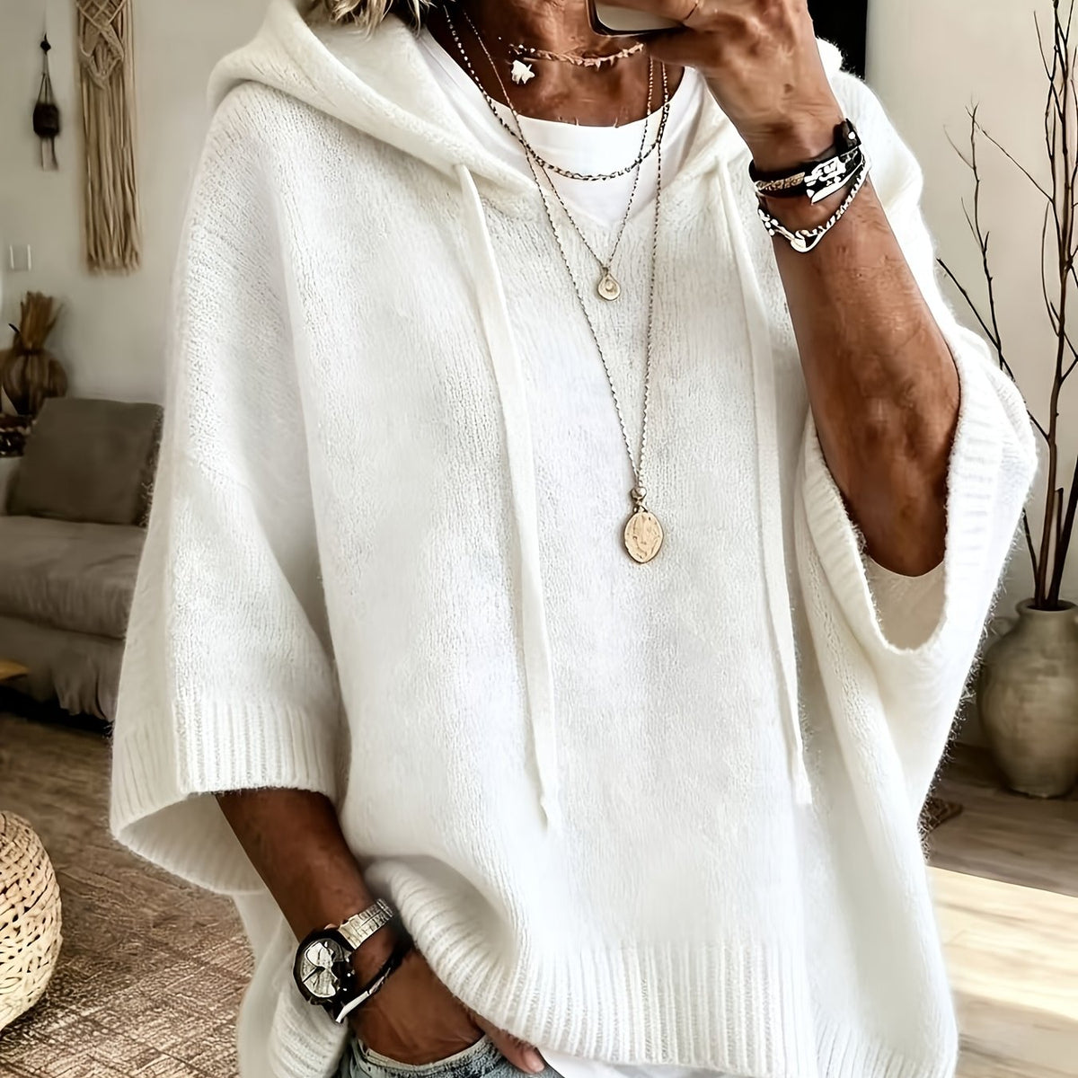 Oversized hoodie dames, Wit - afbeelding 16