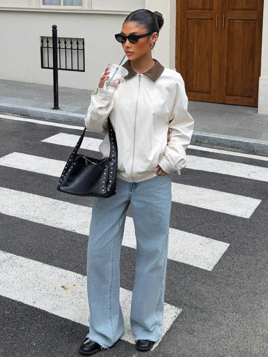 Oversized imitatieleren jas dames - afbeelding 19
