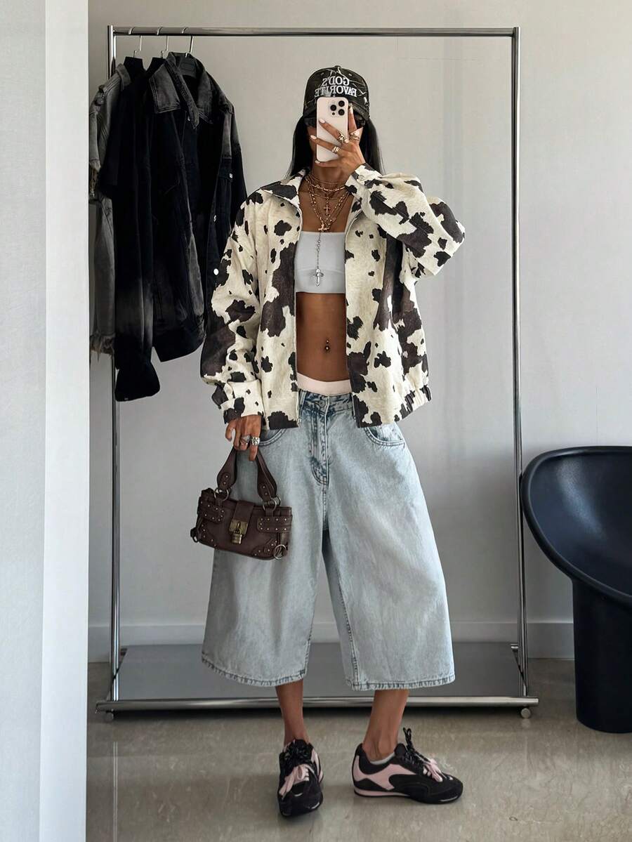 Oversized imitatieleren jas dames, meerkleurig - afbeelding 23