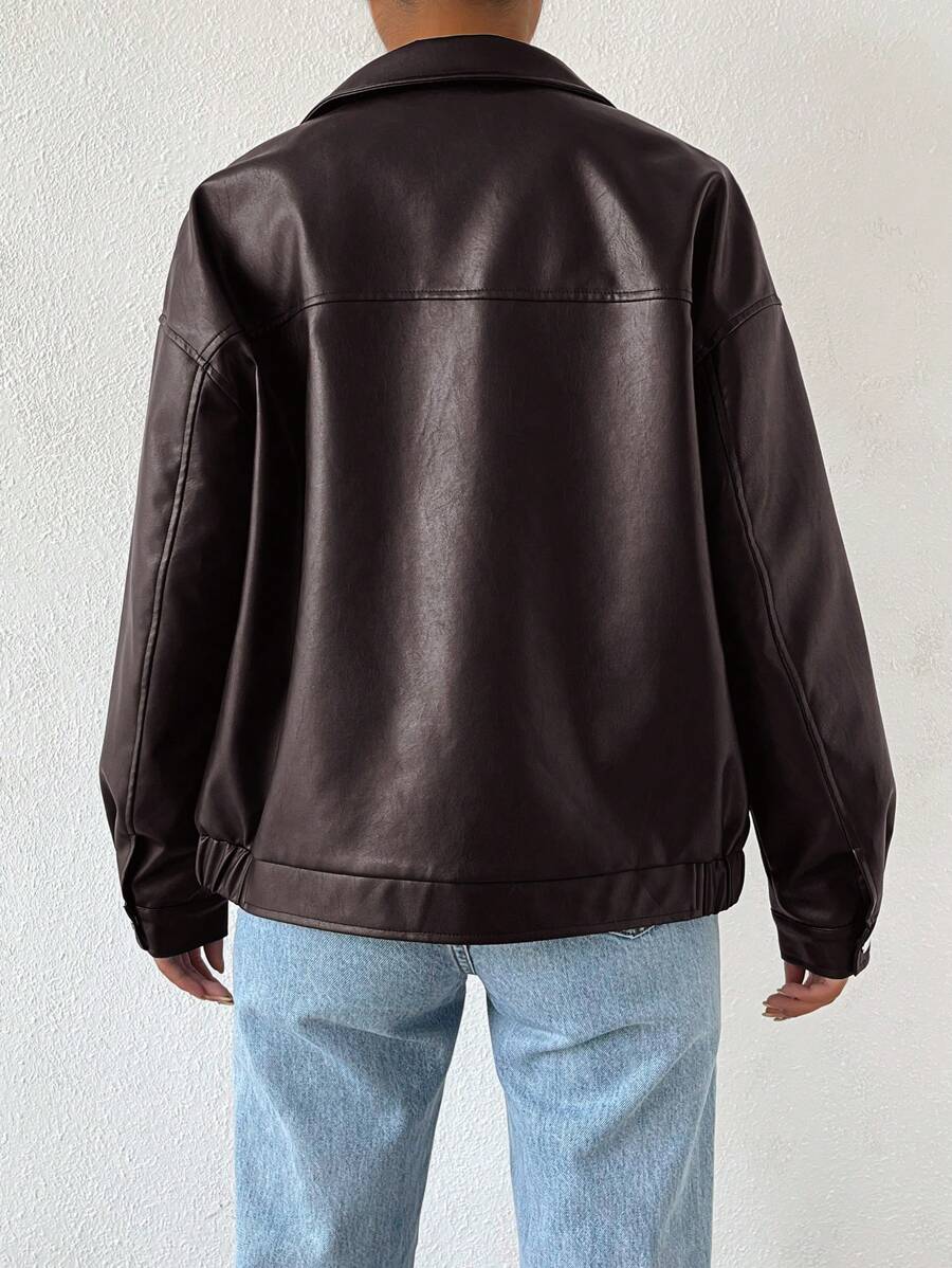 Oversized imitatieleren jas dames - afbeelding 5