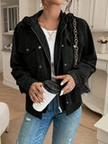 Oversized jas dames met capuchon, Zwart - afbeelding 7