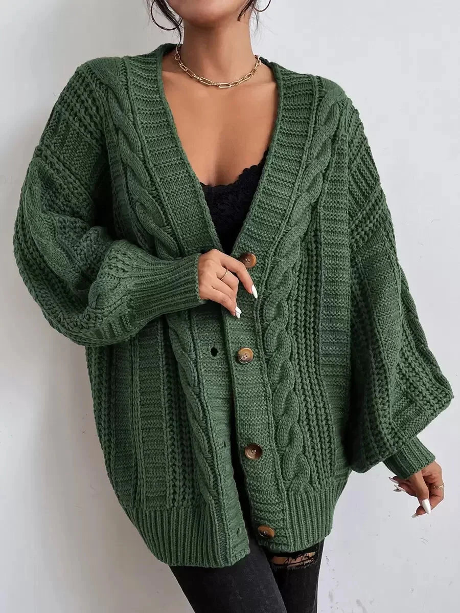 Oversized kabelgebreid vest dames, Donkergroen - afbeelding 12
