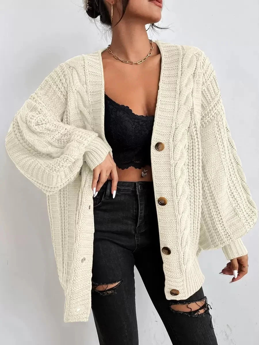 Oversized kabelgebreid vest dames - afbeelding 3