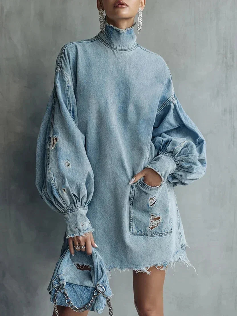 Oversized spijkerjurk dames, Lichtblauw - afbeelding 1