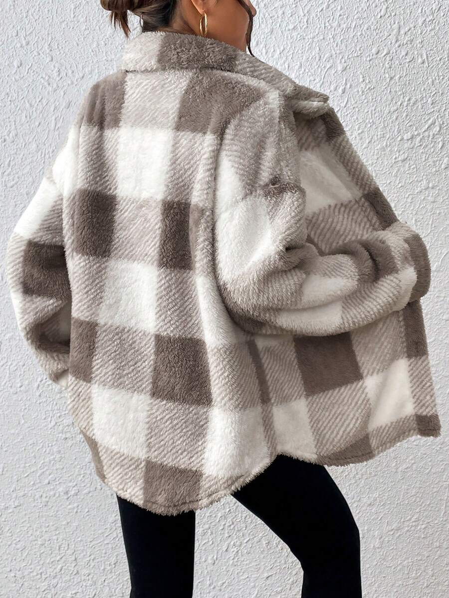Oversized teddy shacket dames - afbeelding 10
